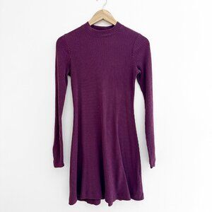 Hollister Ribbed Sweater Dress - Fitted Slim Burgundy Purple Winter - Size S